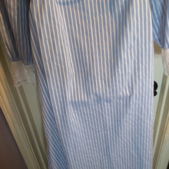 Alice Maloof robe Blue White Stripes Rope belt Sz L - Picture 6 of 11